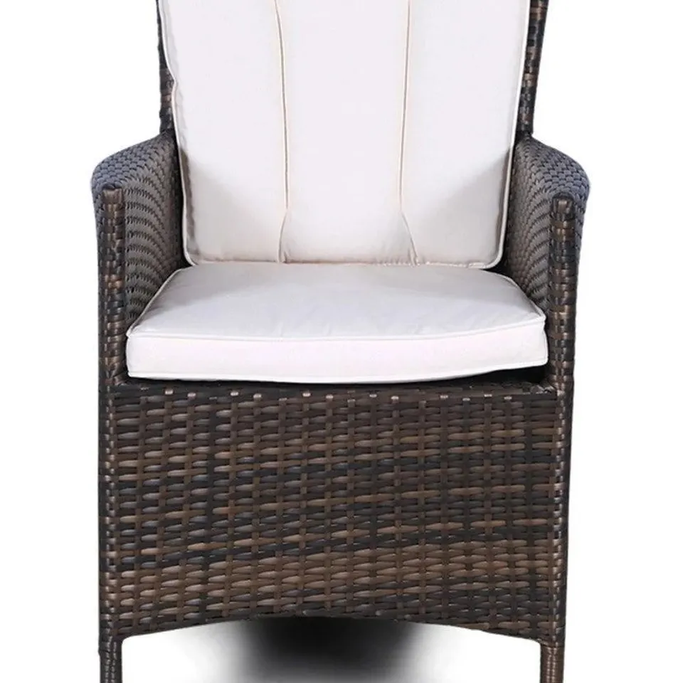 BOXED SET OF 2 GIARDINO RATTAN SAVANNAH DINING CHAIRS - BROWN/IVORY