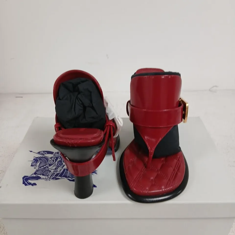BURBERRY LEATHER SANDALS – WOMEN'S, SCARLET RED, UK 3 (EU 36)