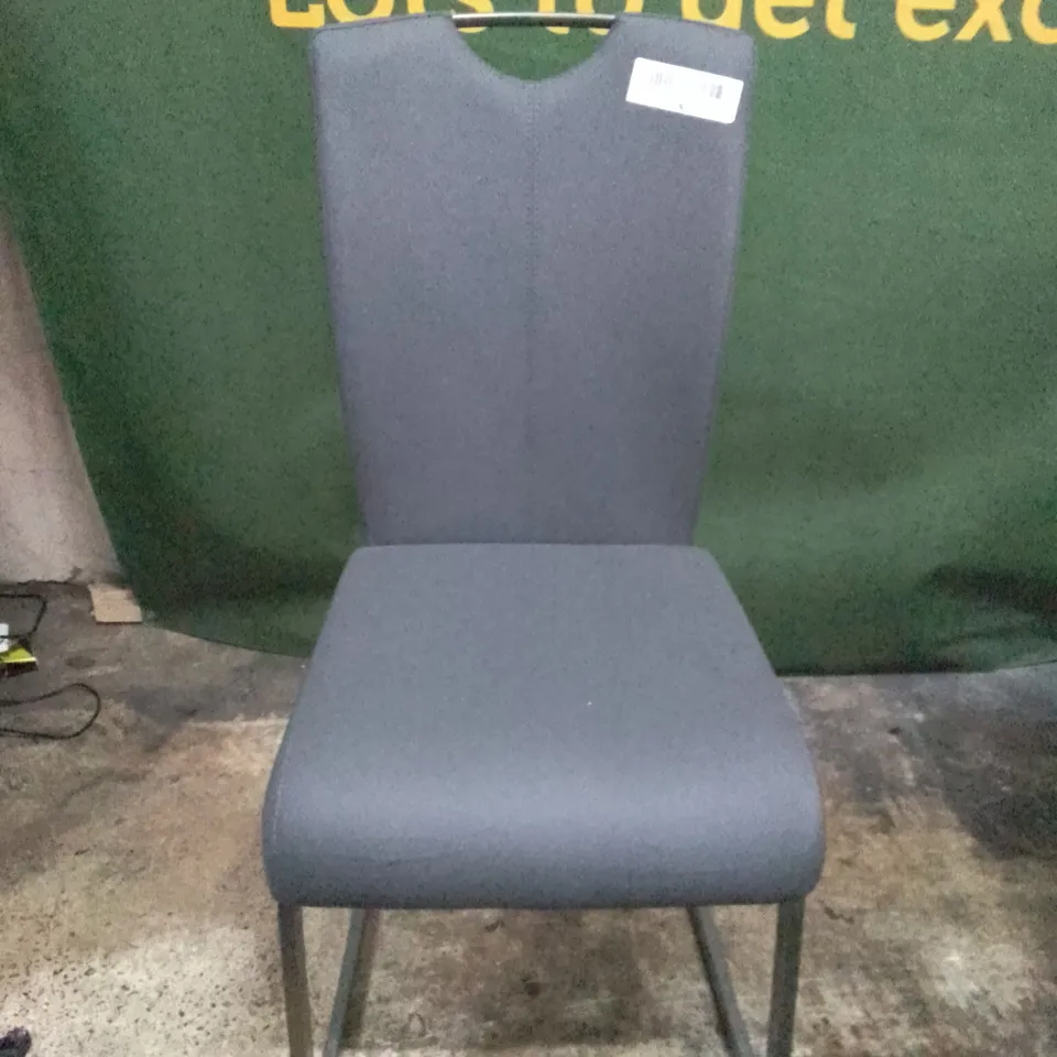 DARK GREY LEATHER DINING CHAIR
