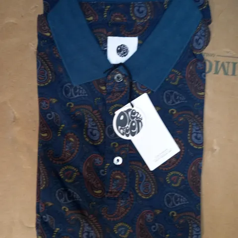 PRETTY GREEN PAISLEY POLO TOP, MULTICOLOUR SIZE L