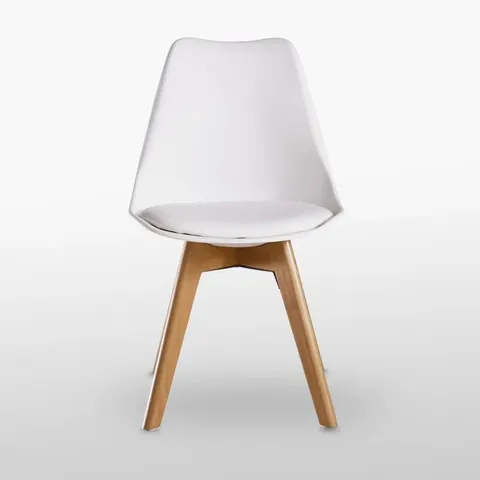 BOXED PAIR OF THOMASIN MODERN SCANDINAVIAN MINIMALIST DINING CHAIRS - WHITE