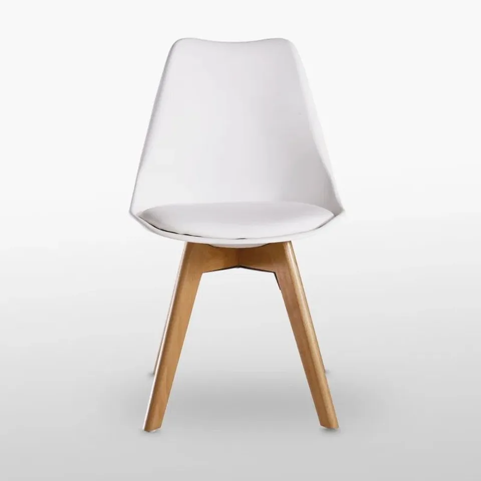 BOXED PAIR OF THOMASIN MODERN SCANDINAVIAN MINIMALIST DINING CHAIRS - WHITE