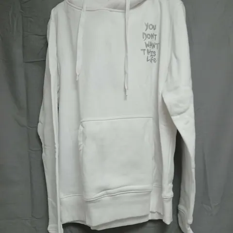 YOU DON'T WANT THIS LIFE PAINTER HOODIE – WHITE, SIZE S