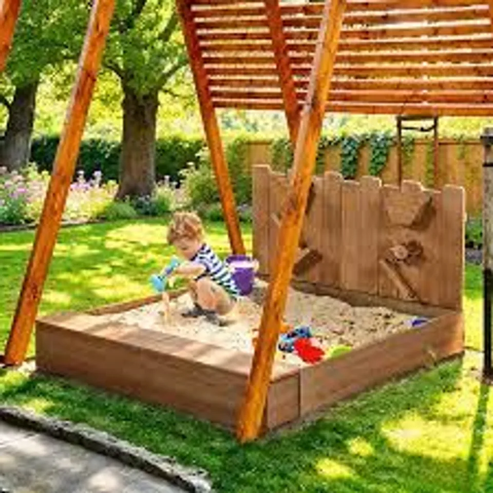 BOXED YAHEETECH 53x44.5in WOOD SAND BOX FOR KIDS - NATURAL WOOD (1 BOX)