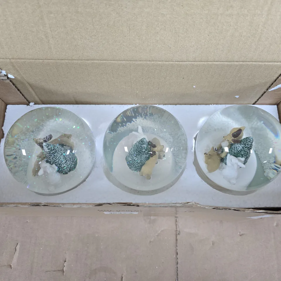 GISELA GRAHAM SNOW GLOBE – DEER & RABBIT SCENE BOX OF 3