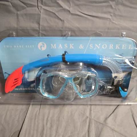 TWO BARE FEET MASK & SNORKEL SET – CLEAR DIVE MASK WITH BLUE SNORKEL