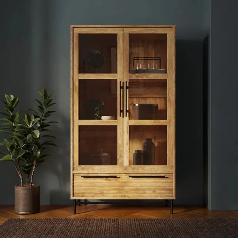 BOXED BRYANT MIRROR WALL CABINET - MANGO WOOD EFFECT (1 BOX)