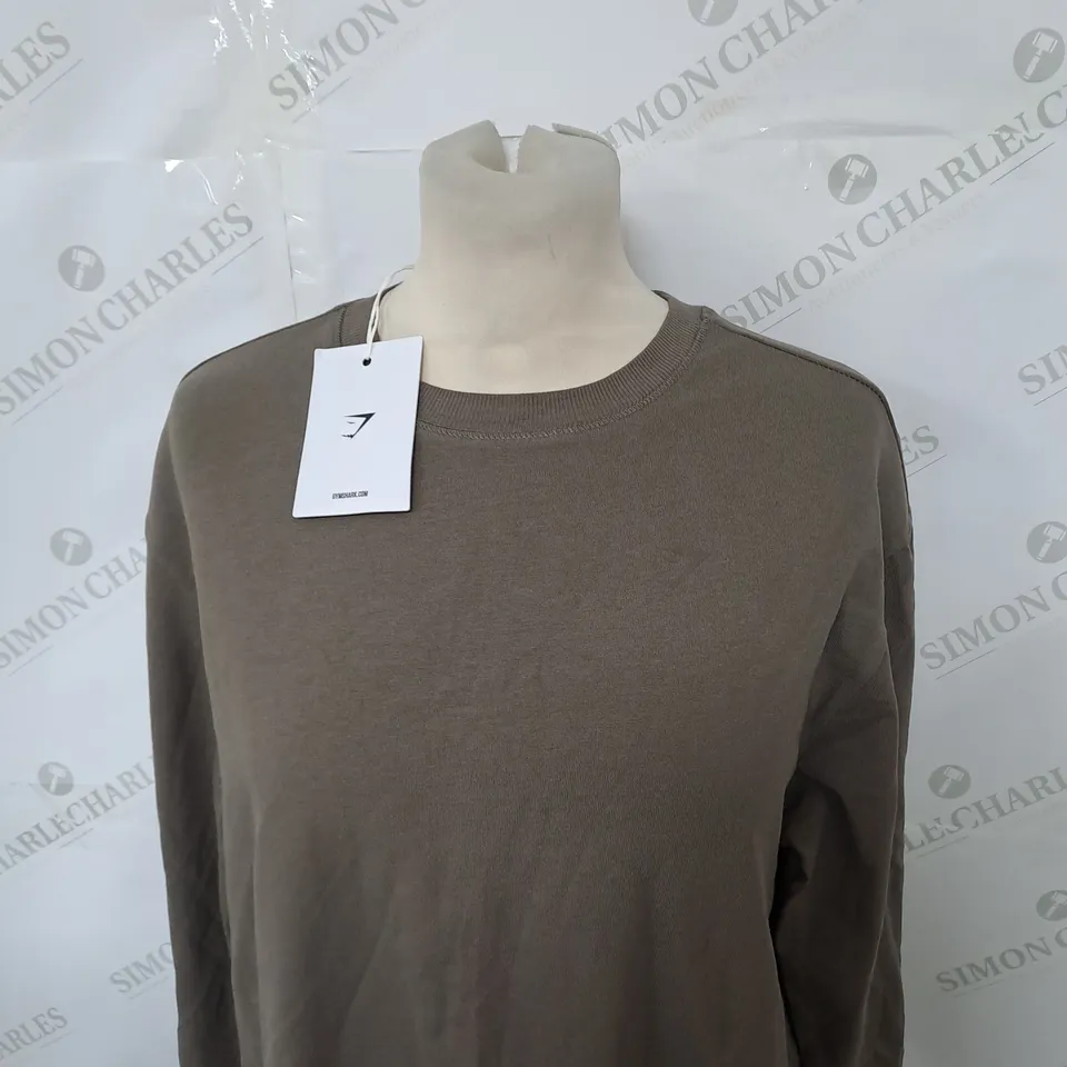 GYMSHARK COTTON OVERSIZED LONG SLEEVE TOP SIZE XS