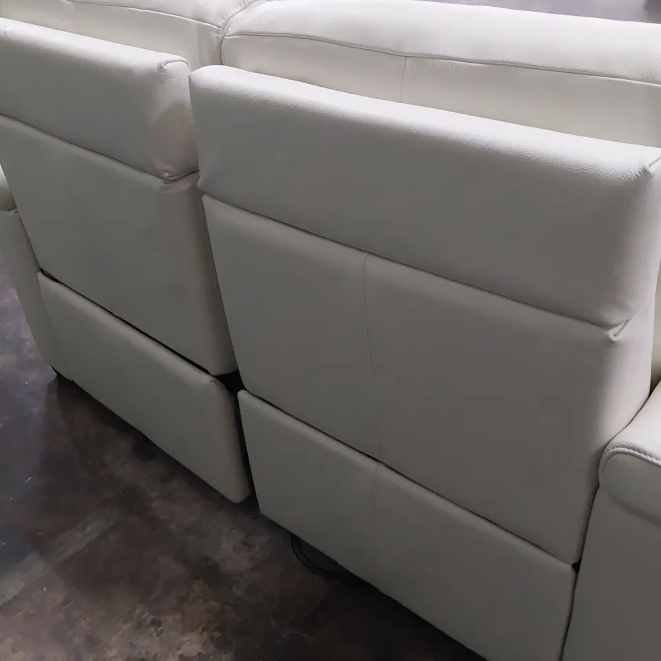 QUALITY ITALIAN DESIGNER ADRIANO POWER RECLINING TWO SEATER SOFA WHITE LEATHER