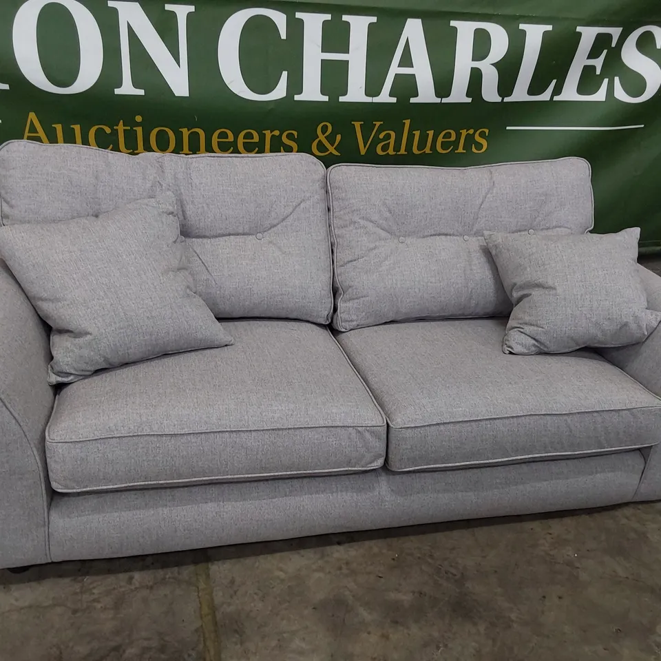 QUALITY BRITISH MADE LOUNGE Co THREE SEATER SIFA LIGHT GREY FABRIC 