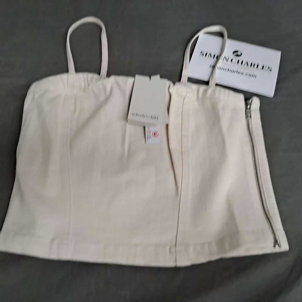 NOBODYS CHILD BROMPTON DENIM BANDEAU TOP IN CREAM - UK 10