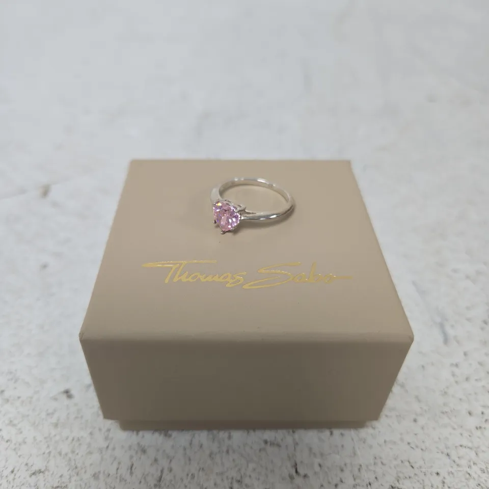 THOMAS SABO STERLING SILVER RING WITH PINK GEMSTONE