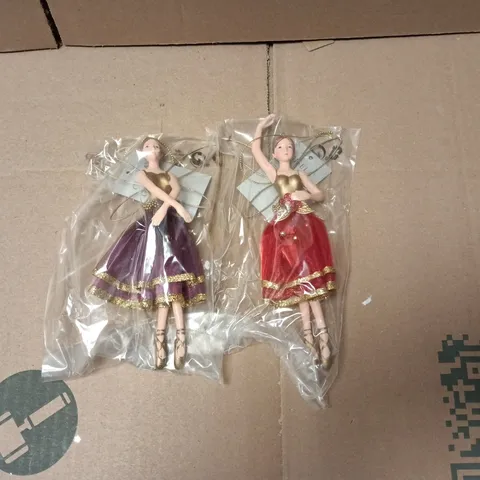 SET OF 6 AS NEW GISELLA GRAHAM BALLERINA THEMED HANGING TREE DECORATIONS - RED & PURPLE
