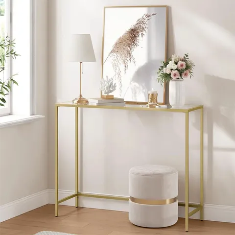 BOXED JOFFE 100CM GLASS TOP CONSOLE TABLE (1 BOX)