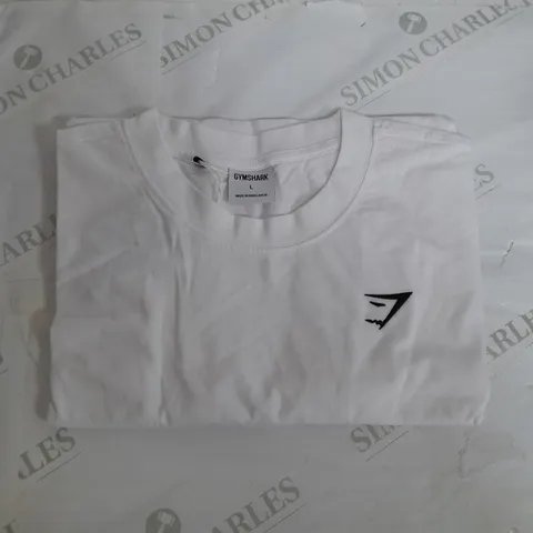GYMSHARK WHITE SMALL LOGO T-SHIRT - LARGE