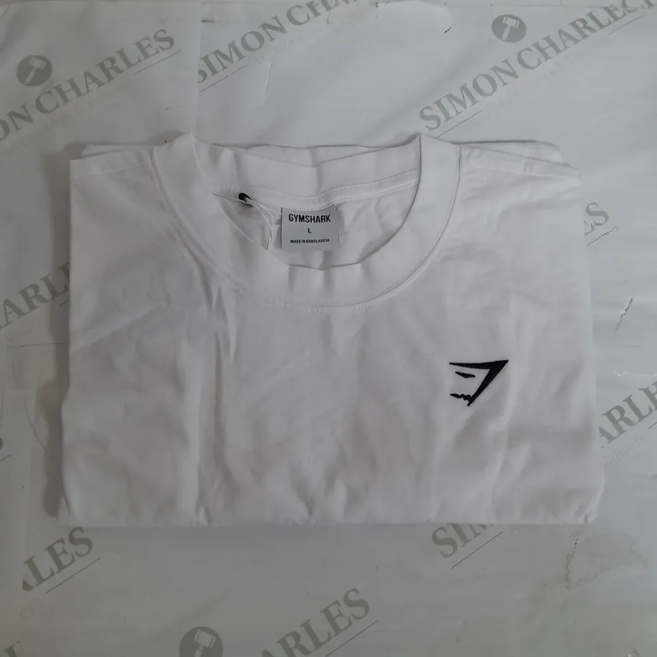 GYMSHARK WHITE SMALL LOGO T-SHIRT - LARGE