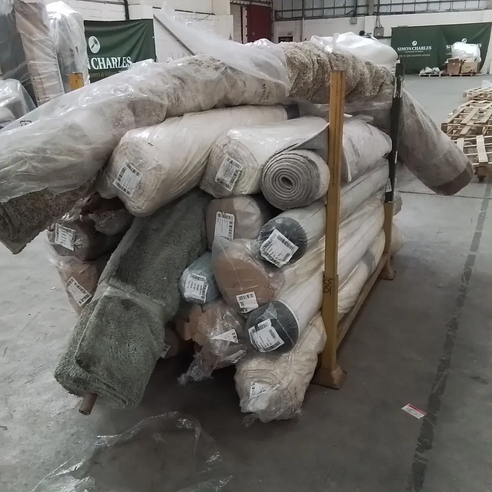 STILLAGE OF APPROXIMATELY 20 BAGGED QUALITY AREA RUGS