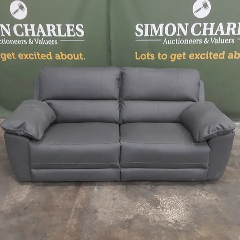QUALITY DESIGNER 3 SEATER FAUX LEATHER MANUAL RECLINER SOFA - GREY