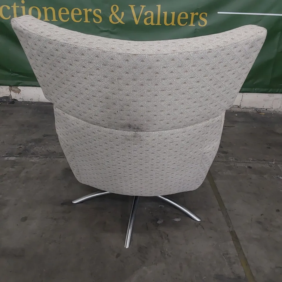 QUALITY BRITISH DESIGNER LOUNGE Co JACOB SWIVEL CHAIR DIAMOND IVORY FABRIC 