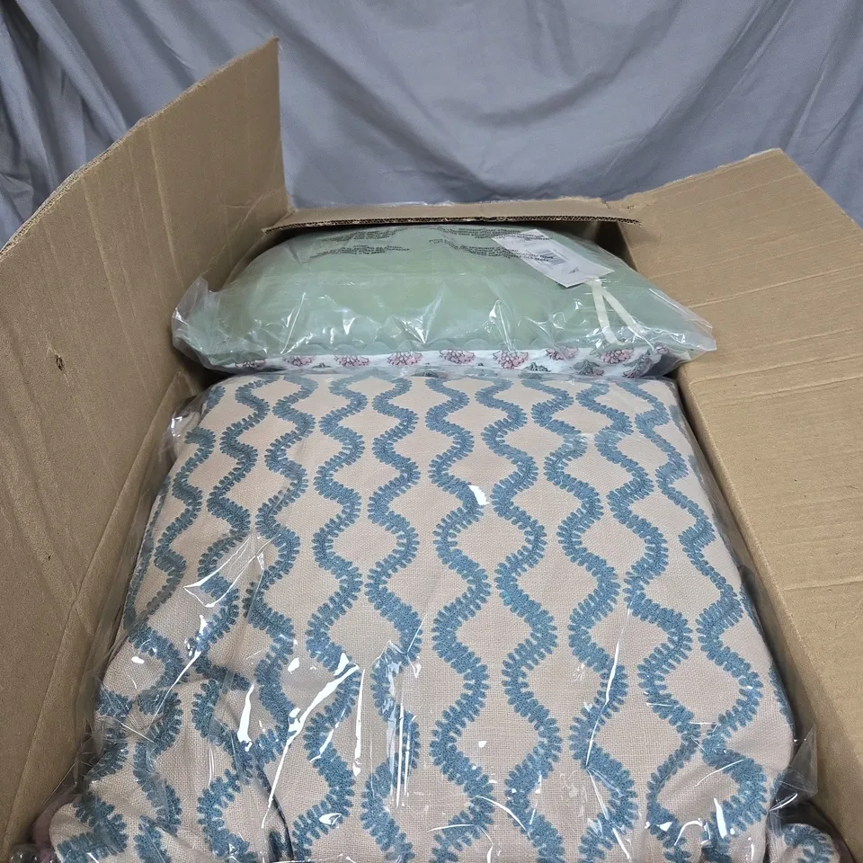 5 ASSORTED CUSHIONS OF VARIOUS STYLES, SIZES AND COLOURS. SEALED