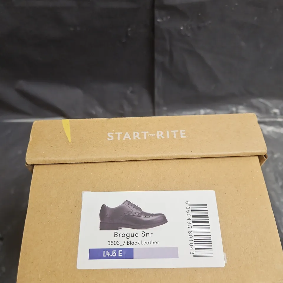 START-RITE BROGUE SENIOR BLACK LEATHER SHOES – UK 4.5 E