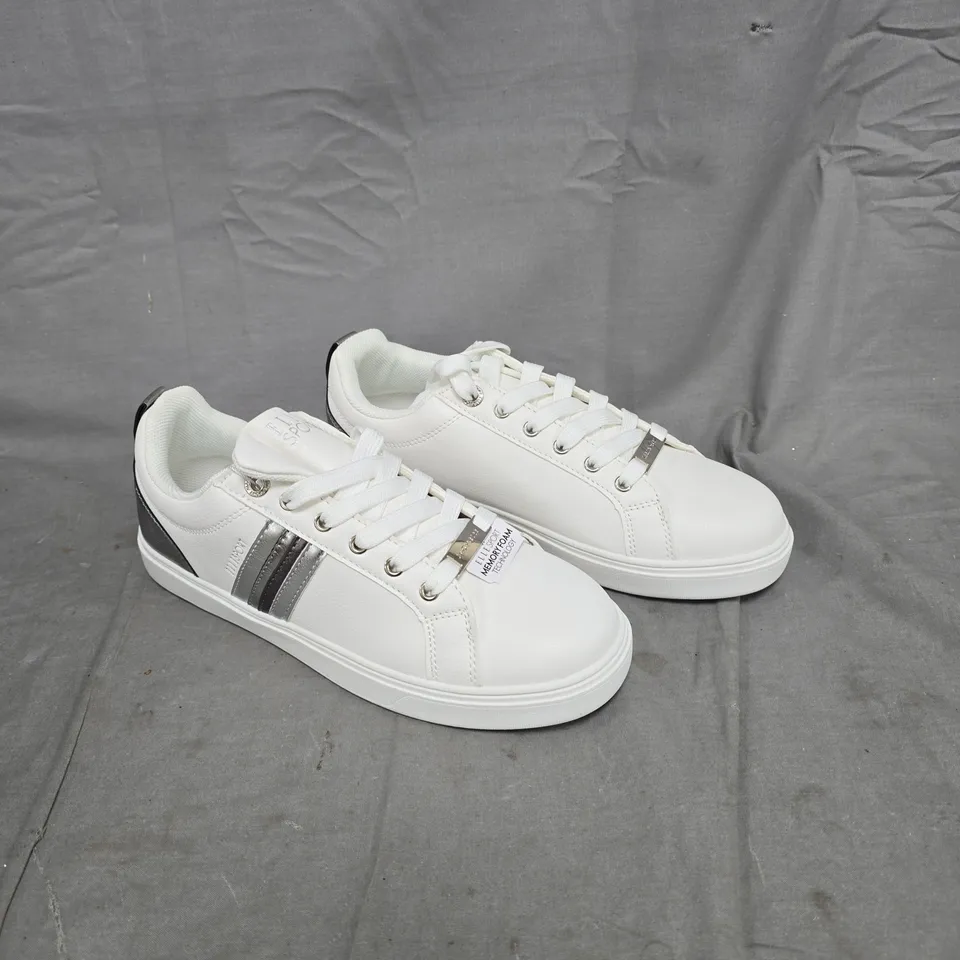ELLE SPORT SPORTS METALLIC TRIM TRAINERS- WHITE SIZE 7