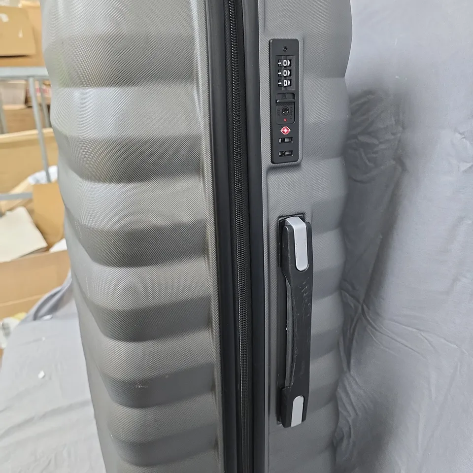 ROCK GREY 8-WHEEL HARD-SHELL SUITCASE WITH COMBINATION LOCK
