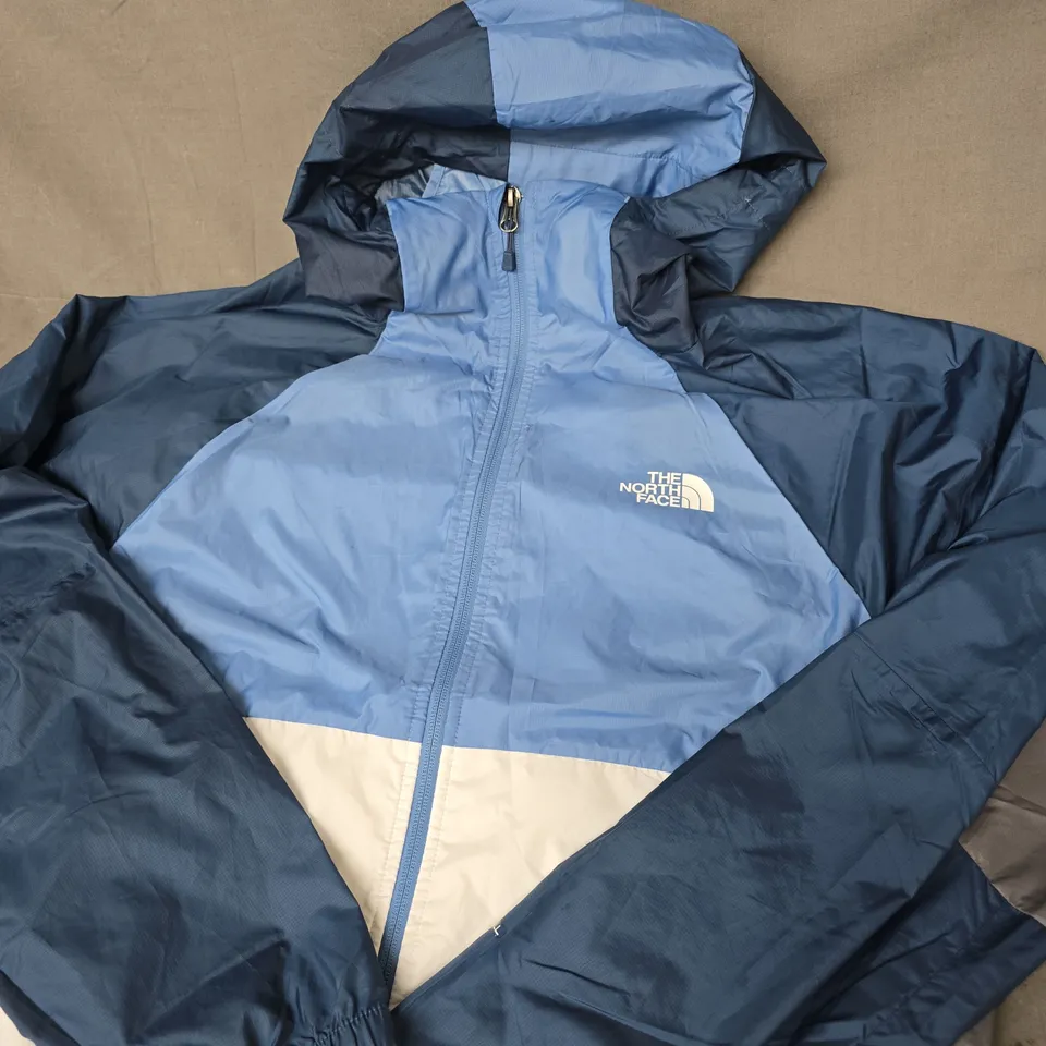 THE NORTH FACE COLOUR-BLOCK HOODED JACKET – BLUE/NAVY - SIZE LARGE