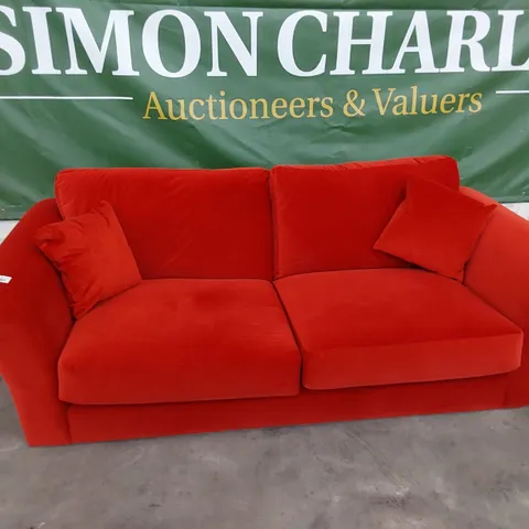 DESIGNER EMMA THREE SEATER SOFA EMMA PLAIN FIRE PLUSH FABRIC