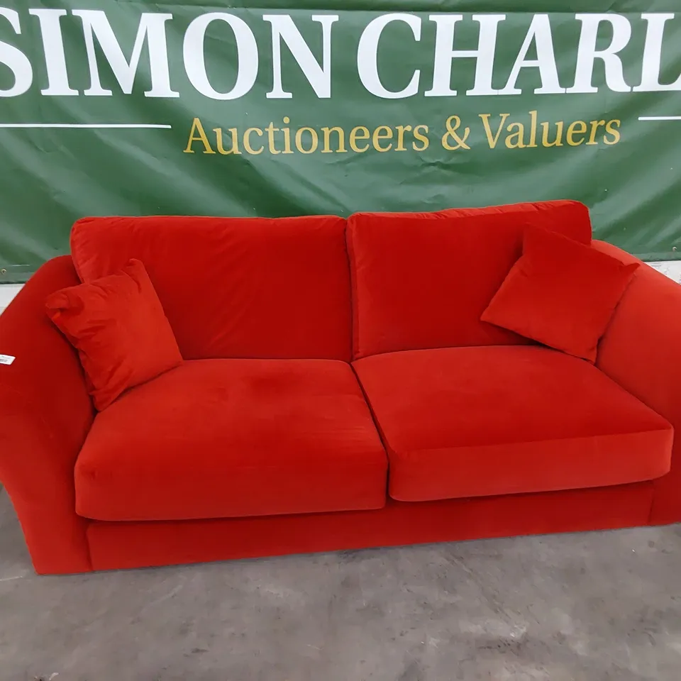 DESIGNER EMMA THREE SEATER SOFA EMMA PLAIN FIRE PLUSH FABRIC 
