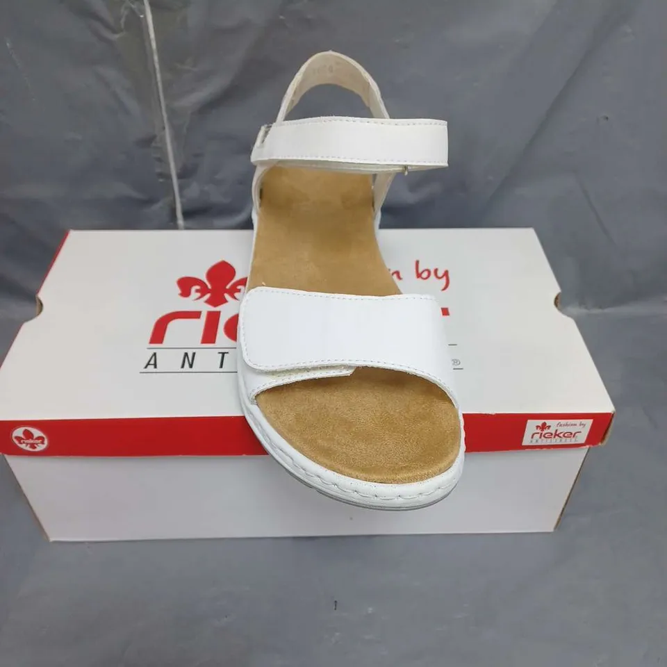 RIEKER LADIES VELCRO FASTENING SANDALS WHITE SIZE EU 39