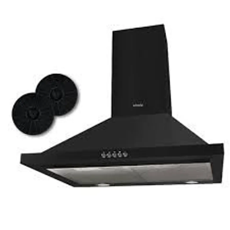 BOXED ABODE ASCH6031B 60CM CHIMNEY COOKER HOOD - BLACK