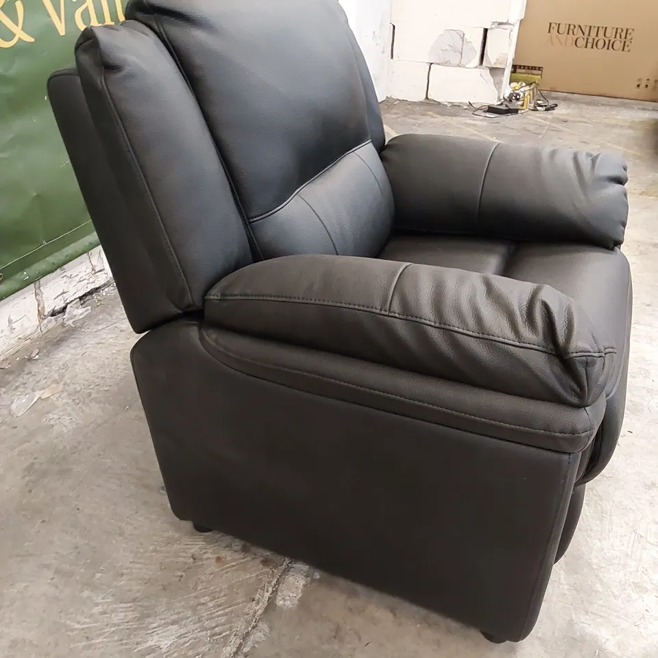 QUALITY DESIGNER LEATHER ARMCHAIR - BLACK