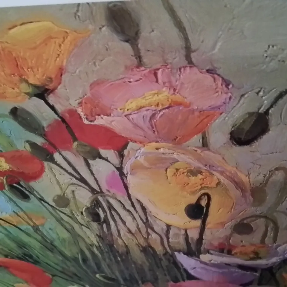 LARGE WILD FLOWER DESIGN WALL ART CANVAS