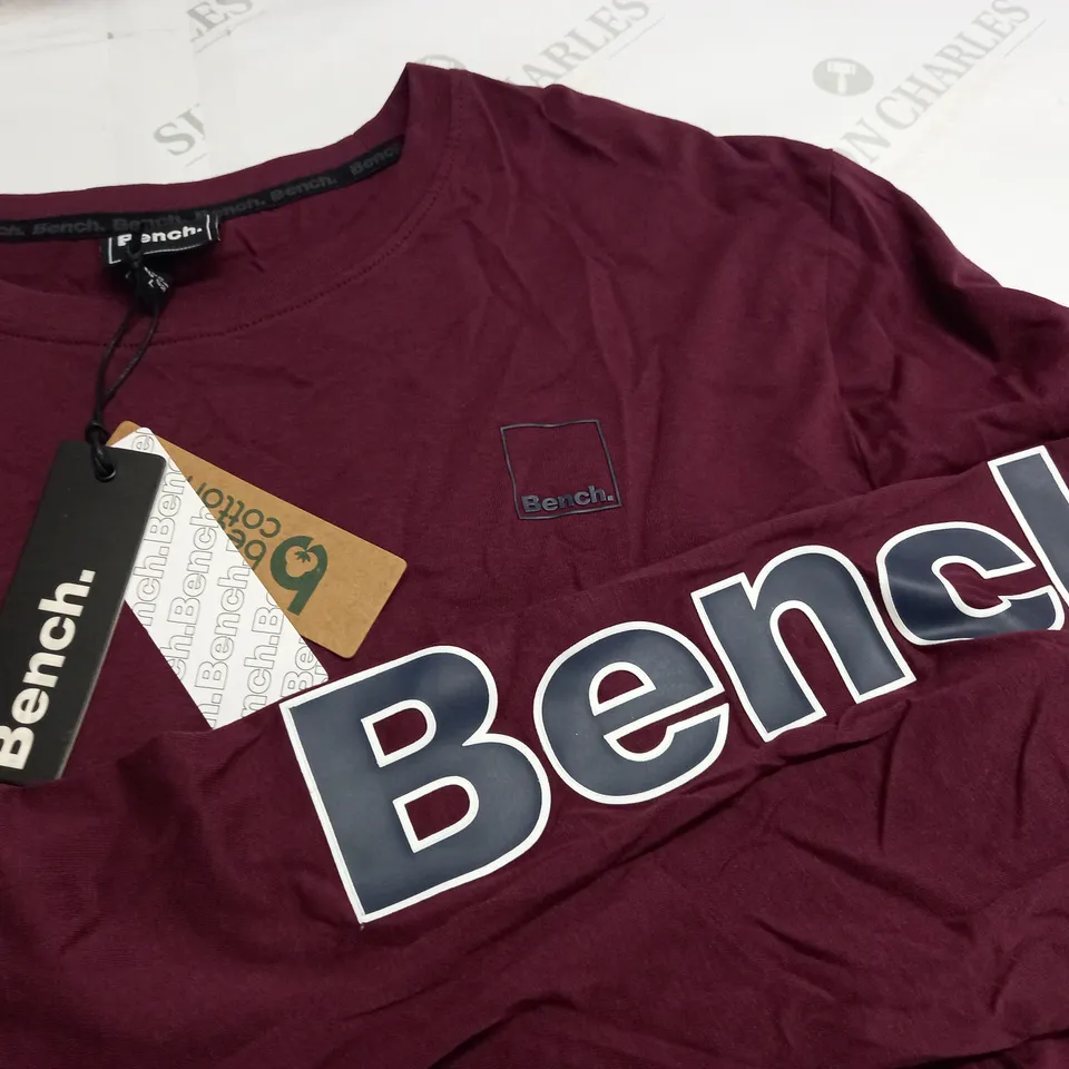 BENCH LONG SLEEVE T-SHIRT IN BURGHUNDY - L
