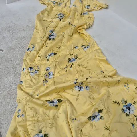 NOBODY'S CHILD IRIS MIDI DRESS – YELLOW FLORAL, UK 14 (EU 42, USA 10)