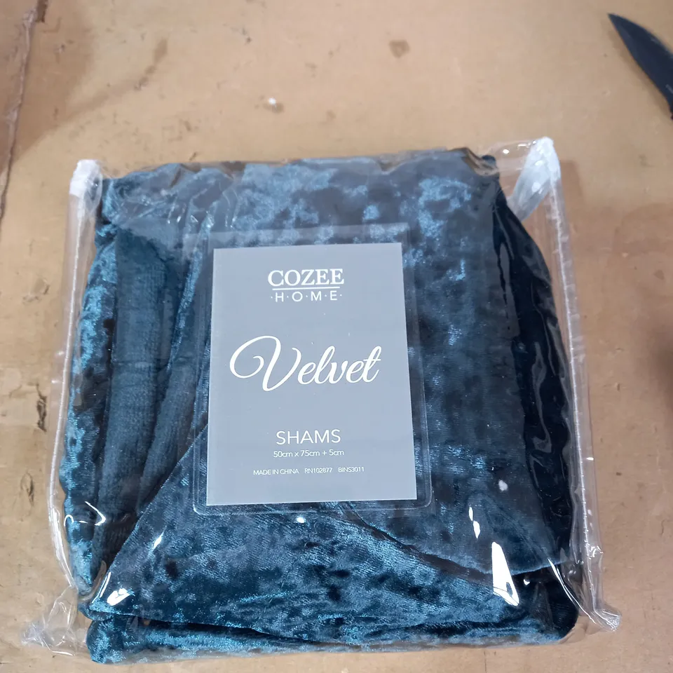 COZEE HOME LUXE QUILTED PANNED VELVET SHAMS PAIR - JUNIPER