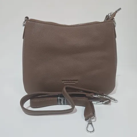 YNXG BROWN TEXTURED LEATHER CROSSBODY BAG