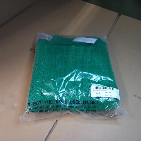 PACKAGED INTHESTYLE ASH GREEN CABLE ROLL NECK KNIT JUMPER - SIZE 16