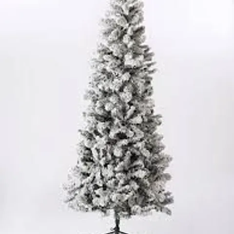 BOXED 6.5FT PRE-LIT SLIM FLOCKED EMPEROR CHRISTMAS TREE COLLECTION ONLY