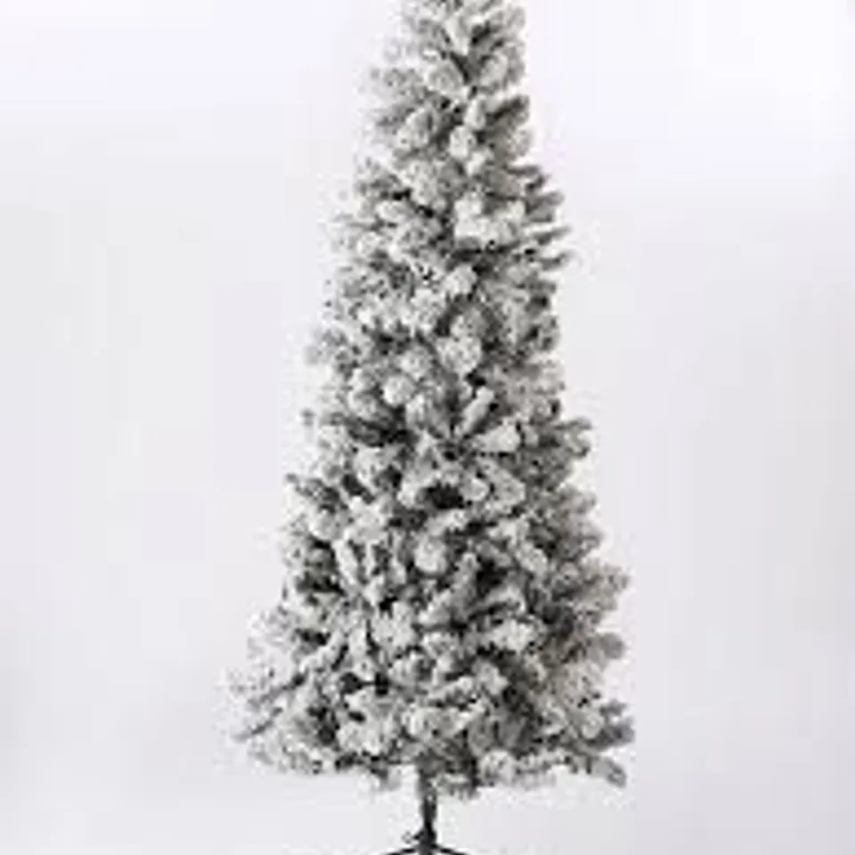 BOXED 6.5FT PRE-LIT SLIM FLOCKED EMPEROR CHRISTMAS TREE COLLECTION ONLY RRP £159.99