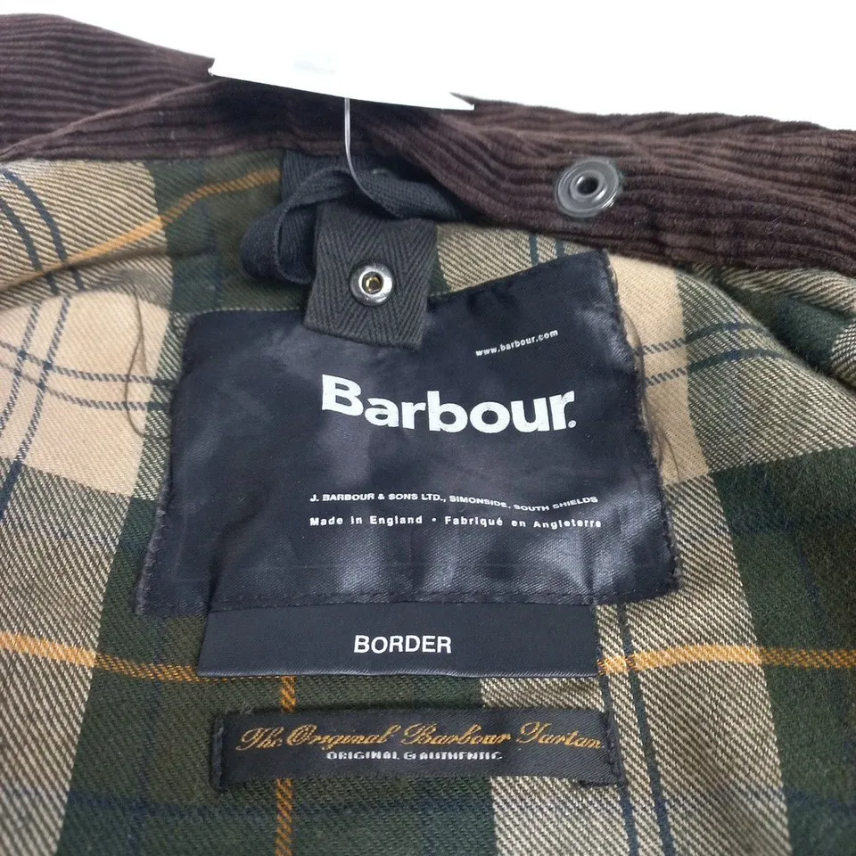 BARBOUR BORDER WAXED JACKET – OLIVE GREEN, MEN'S SIZE UNSPECIFIED
