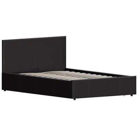 BOXED LASSIC LISBON SMALL DOUBLE OTTOMAN FAUX LEATHER BED - BROWN (3 BOXES)