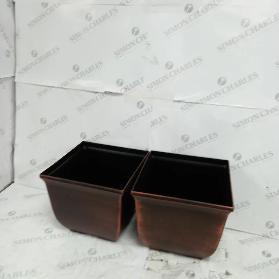 PAIR OF 11" SQUARE SILVER TULUPA STYLE PLANTERS  RRP £25