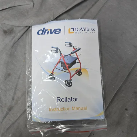 DRIVE DEVILBISS ROLLATOR – RED FOLDABLE WALKER (BOXED WITH MANUAL)