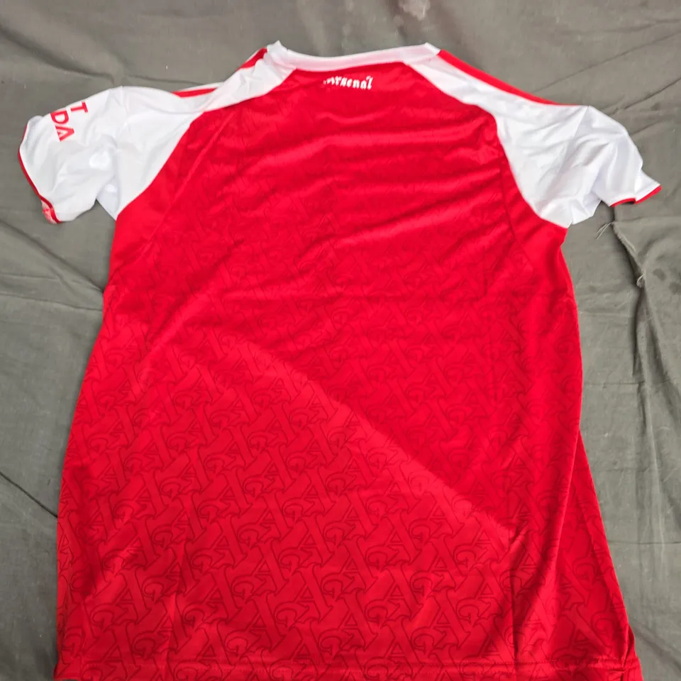 ARSENAL FC HOME SHIRT – RED WITH WHITE SLEEVES, ADIDAS, EMIRATES FLY BETTER, SIZE L