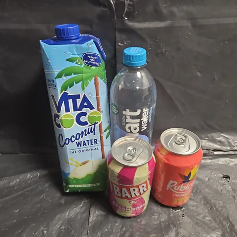 APPROXIMATELY 10 ASSORTED FOOD ITEMS TO INCLUDE - VITA COCO COCONUT WATER - SMART WATER SPARKLING - BARR CREAM SODA