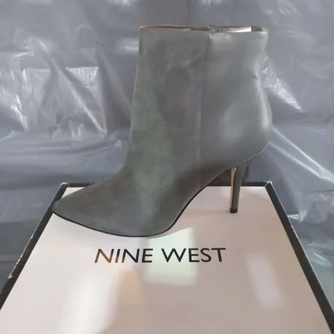 BOXED NINE WEST GREY GLAGSHIP ANKLE BOOTS SIZE 8