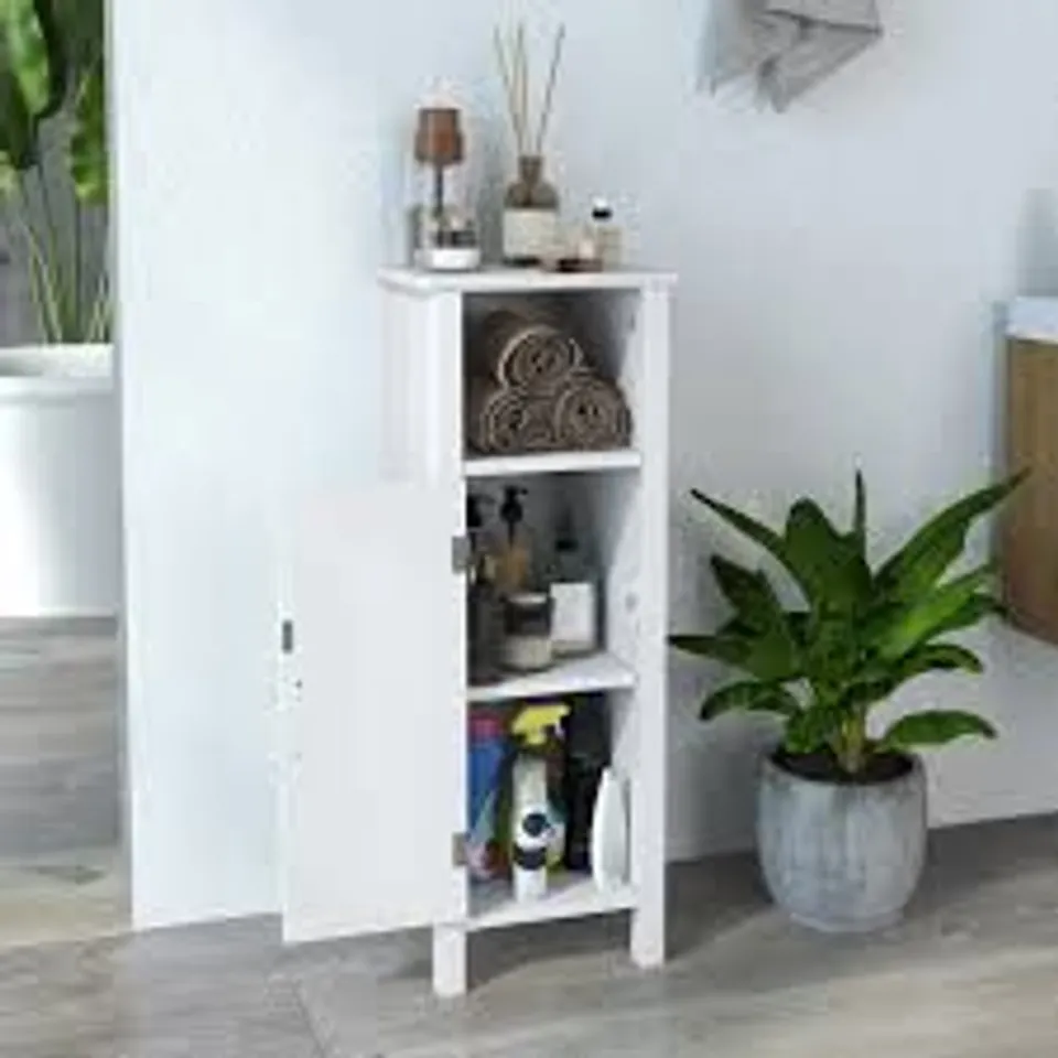 BOXED COSTWAY SINGLE DOOR SINGLE SHELF WHITE NARROW FREESTANDING CABINET