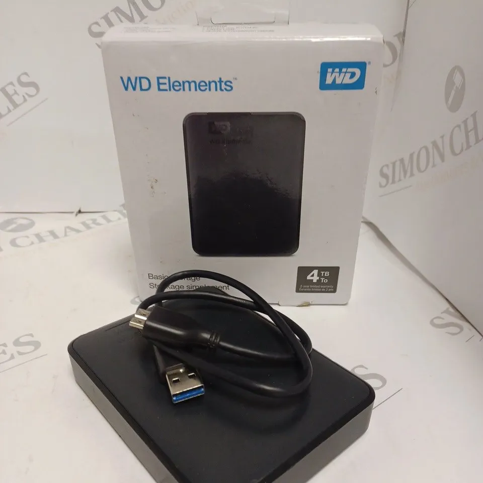 BOXED WESTERN DIGITAL ELEMENTS 4TB HARD DRIVE IN BLACK 